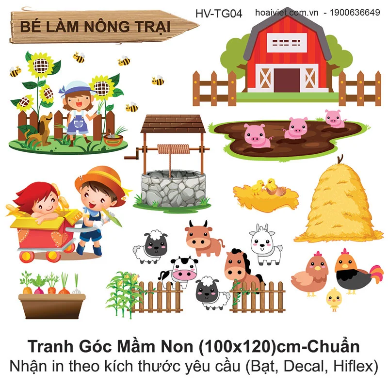 Tranh góc Mần Non Bé Làm Nông Trại